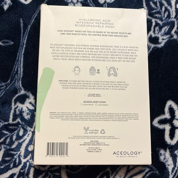 NEW! Aceology Hyaluronic Acid Intensive Repairing Biodegradable Mask 4-Pack - Picture 7 of 9